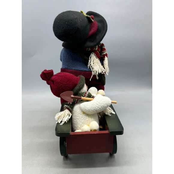 Christmas snowmen plush figurines bike wood wagon snowball fight shovel 13" READ - Picture 5 of 8
